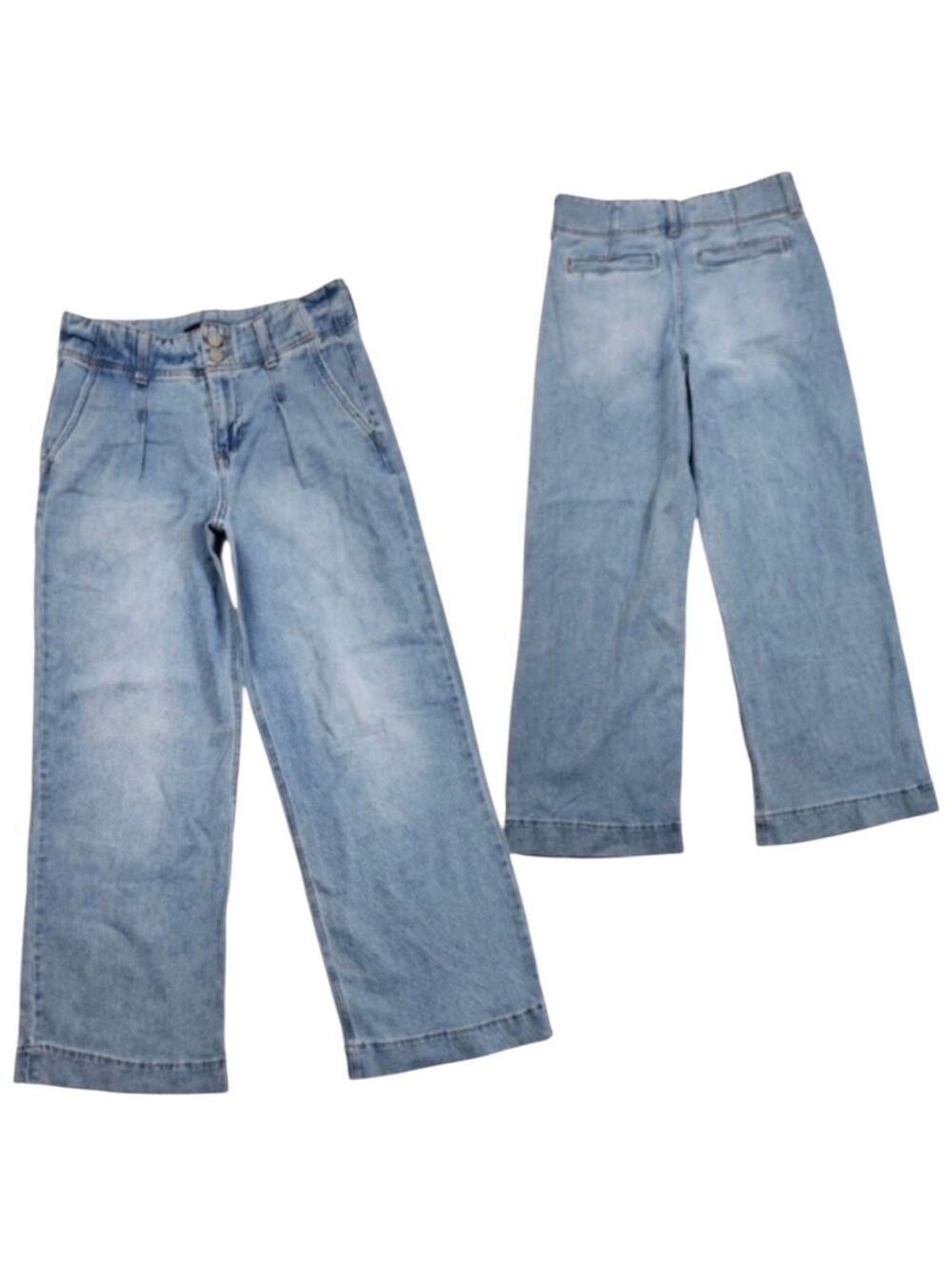 BCBGeneration Womens Kyra 2 Button Wide Leg Cuffed Trouser Blue Jeans Size 3 26